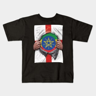 Ethiopia Flag English Flag Ripped - Gift for Ethiopian From Ethiopia Kids T-Shirt